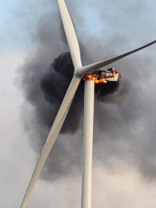 Fiberglass falling burning Rexville windturbine