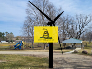 Wind turbine near children's playground