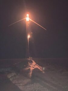 One of the farmer's wind turbines burning in Iowa.